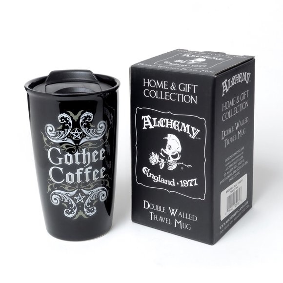 Alchemy Gothic "Gothee Coffee" Hot/Cold Travel Mug Ceramic Double Wall New - Picture 2 of 2